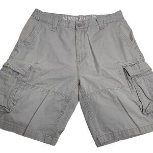Nautica Jeans High Rise Cargo Shorts 36 Grey Pockets Belt Loops Button Zipper